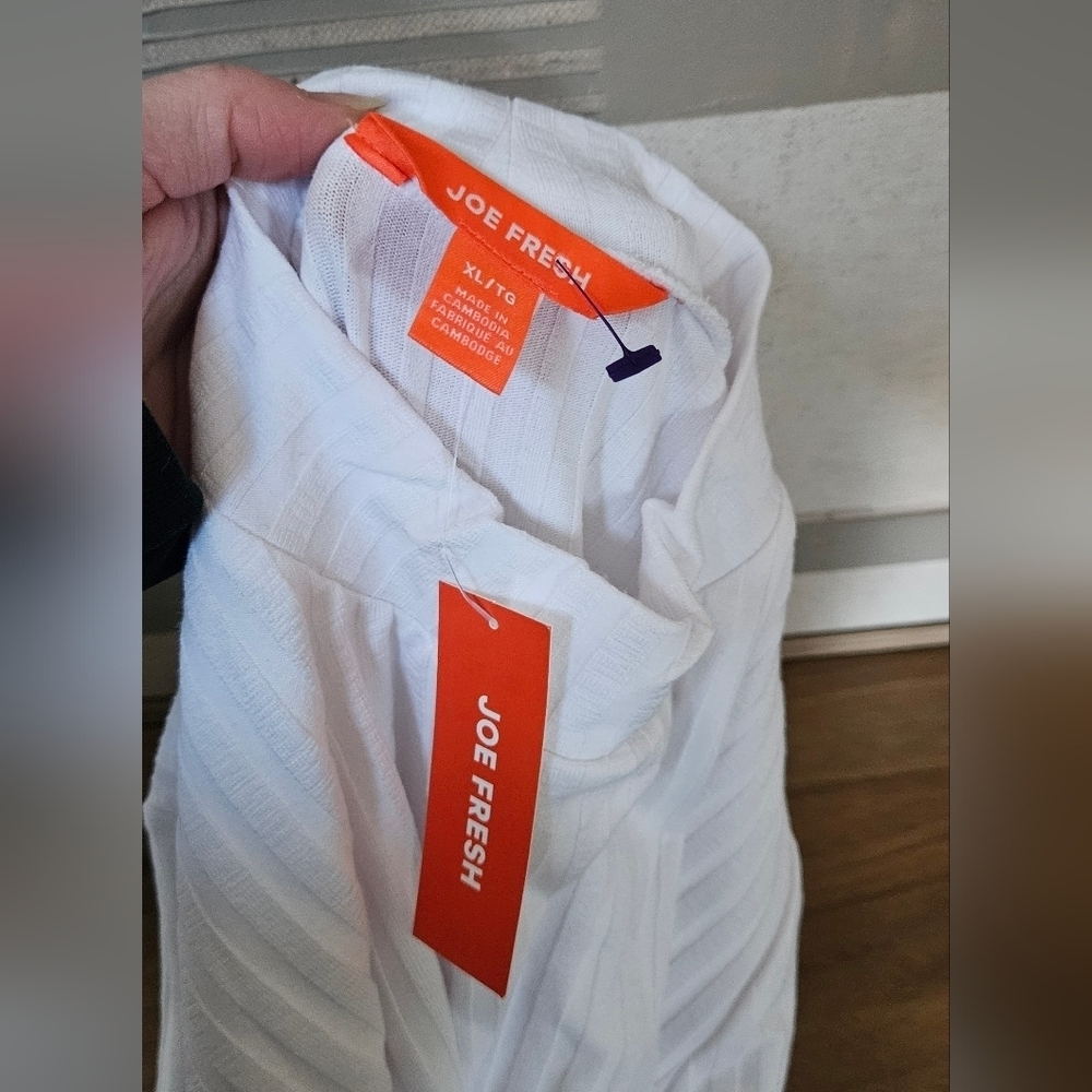 Joe Fresh White Ribbed Mock Neck Top - Picture 3 of 3